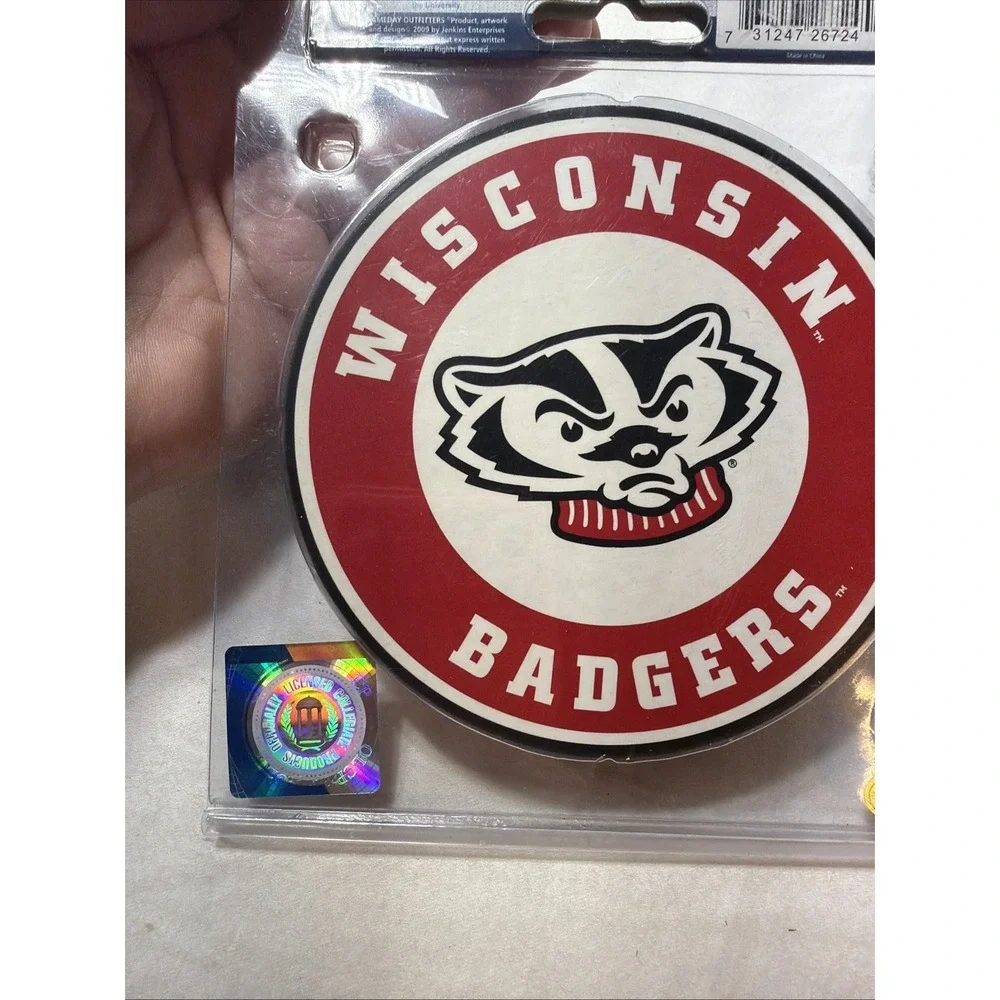 Game Day Outfitters College Coasters Wisconsin Badgers Round Set Of 4